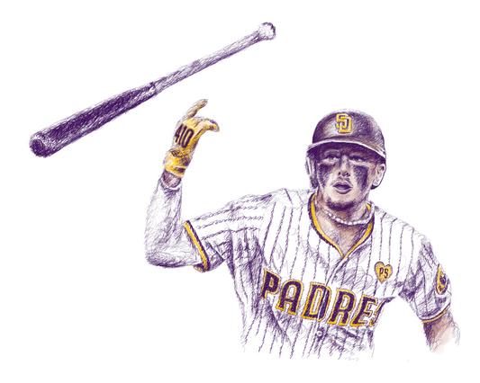 A detailed portrait of baseball player Jackson Merrill, created with layered numbers representing his jersey number, capturing his likeness in a unique and intricate style.
